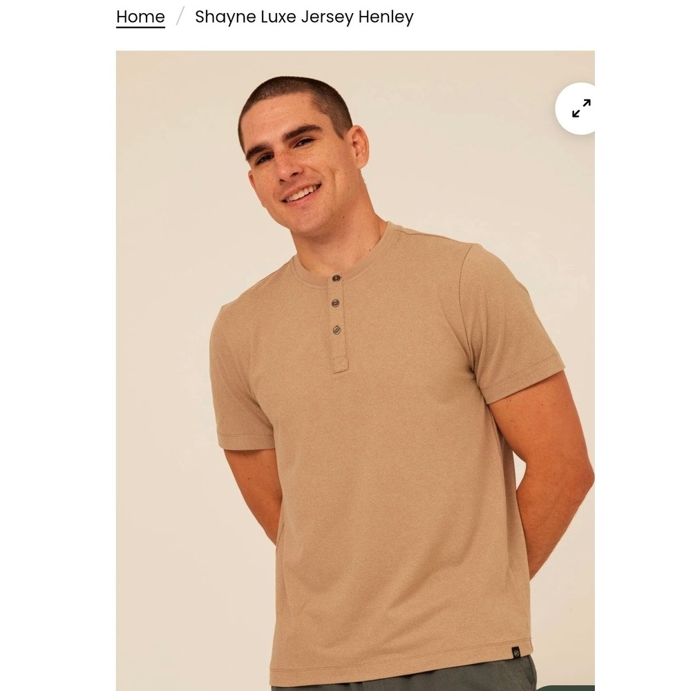 Threads 4 Thought Mens Shayne Luxe Jersey Henley Short Sleeve Shirt Caribou XL
